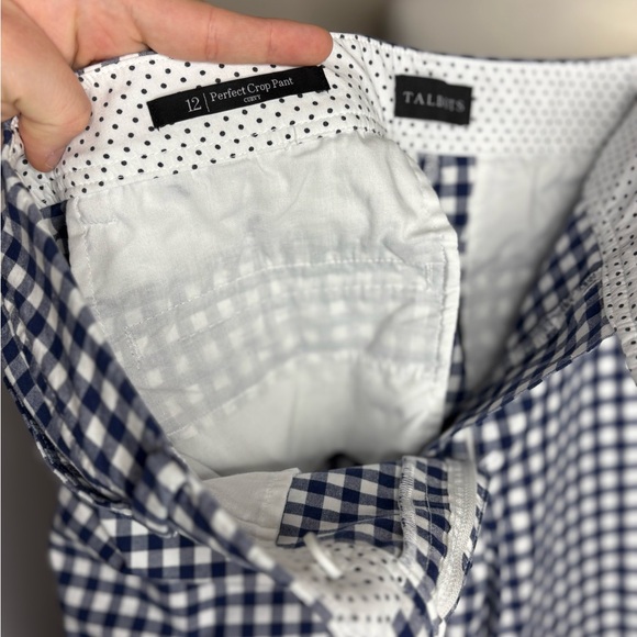 Talbots Women's Navy and White Gingham Cropped Pants - Picture 9 of 9